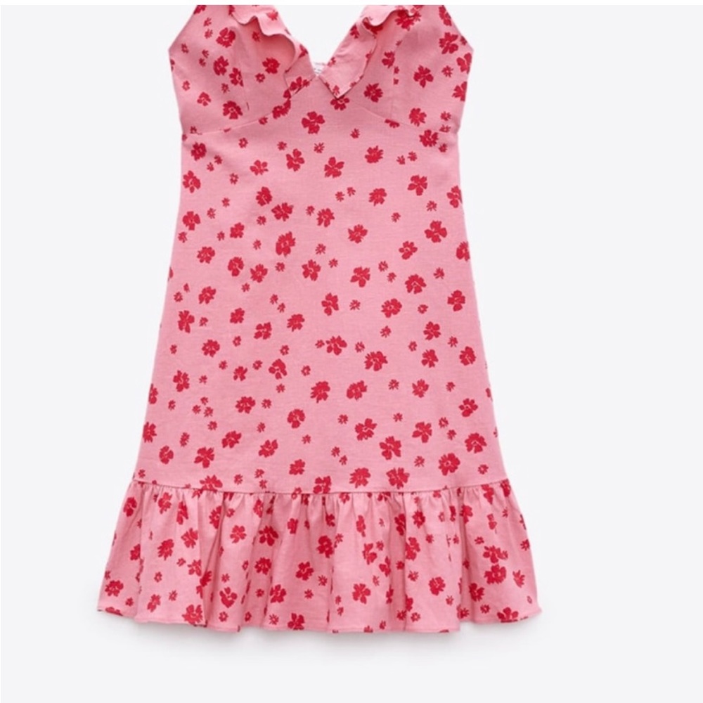Zara Ruffled Printed Dress - Picture 2 of 8